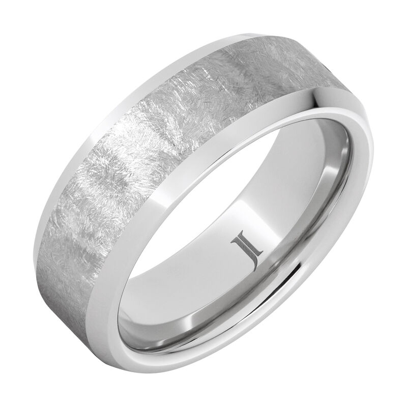 Men's Sentinel Hand Textured & Serinium & Ceramic Wedding Ring (8mm) image number null